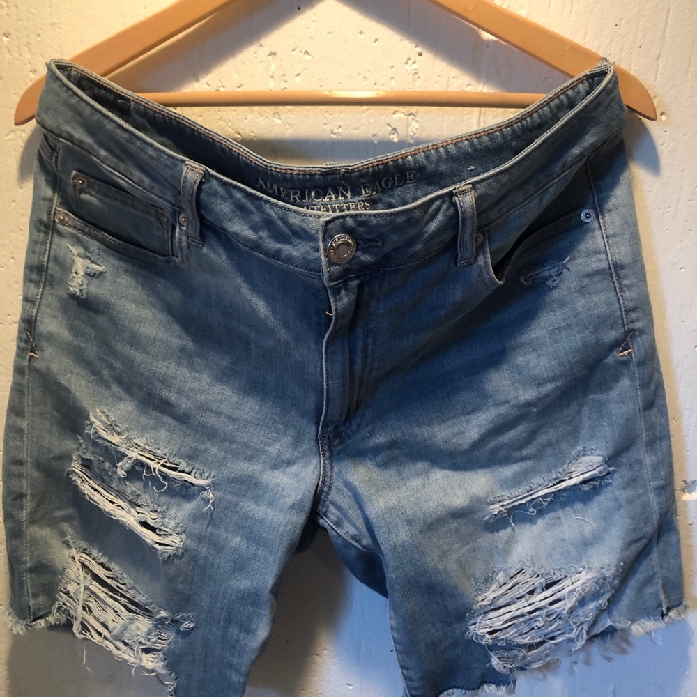 American Eagle Tom Girl distressed Bermuda shorts
